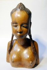 Buste féminin sculpture en bois ethnique - Afrique Cotes d'ivoire - fait main