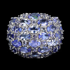 925 Bague en Argent Ovale Tanzanite Naturel Pierre Précieuse Bijoux Taille 8.5