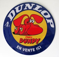 Plaque publicitaire en métal ronde Pneu Dunlop Pneu Dunpy 21 cm