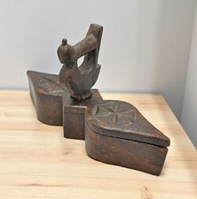 Antique Wooden Ustensiles de Cuisine Spice Boîte Original Ancien Main