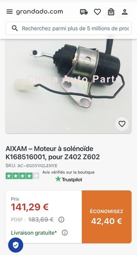 K168516001 solénoïde arrêt - k168516001,