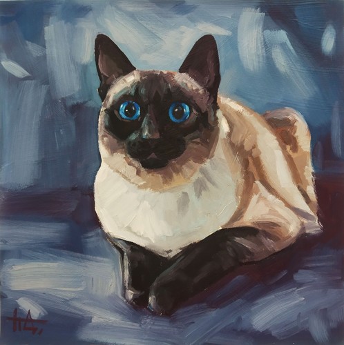 Peinture originale thai cat - peinture,