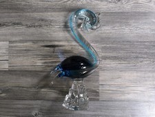 Cygne En Verre Soufflé Bleu -