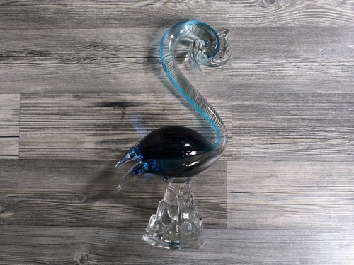 Cygne verre soufflé bleu - en,