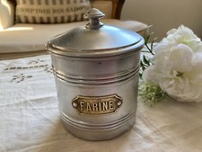 325⚜️ Ancien Pot à Épices Farine en Aluminium Vintage Authentique Hauteur 13 Cm