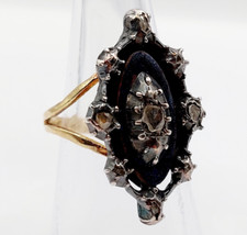 Bague marquise victorienne or 18k et argent diamant taille roses (circa 1850)