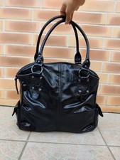 Sac à main femme noir verni vintage – Retro Black patent bag with croc details 