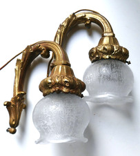 Bras d'appliques Daum Nancy France 2 tulipes miniatures givrées acide Art Déco