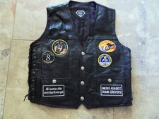 GILET DEBARDEUR CUIR DIAMOND PLATE BUFFALO LEATHER BIKER HARLEY VINTAGE