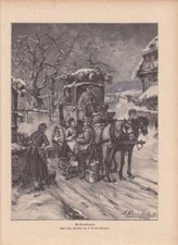 Weihnachtspost Diligence Gravure sur Bois De 1893 Genrebild
