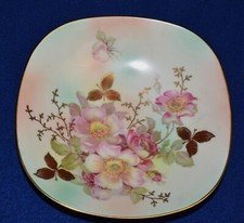 Vtg Schumann Arzberg 'Bavaria' Allemagne Main Peint Wild Roses 18.4cm Candy Plat