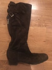 Calvin Klein Women's Brown Suede Boots with lug sole & back zipper