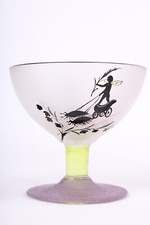 Lot de 5 anciens verres - Décor "onirique" peint à la main - Granité