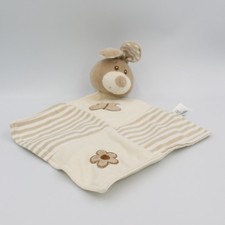 Doudou plat lapin beige blanc