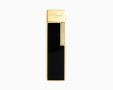 S.T. DUPONT Briquet Twiggy Flamme À Torche Plate Finition Or Et Noir 030002