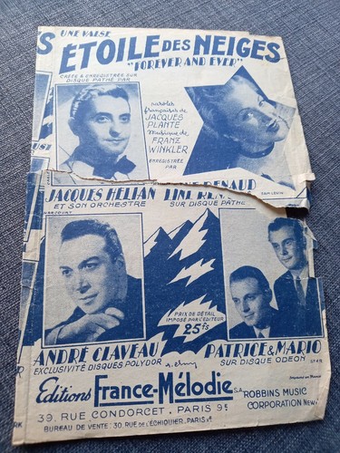 Ancienne partition etoile - etoile, des