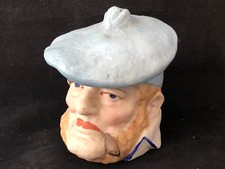 Pot à Tabac Ancien Biscuit Polychrome Pêcheur Marin  Antique French Vers 1900