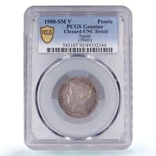 Spain 1 peseta Regular Coinage Child Alfonso KM-706 UNC PCGS silver coin 1900
