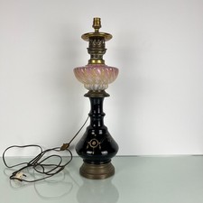 Lampe Napoléon III XIXe siècle doré opaline torsadée irisée Art Nouveau, Legras