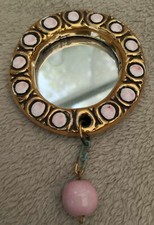 Superbe Mithe Espelt Miroir à Main De Poche en Céramique Feutrine 