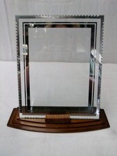 Ancien Cadre photo verre miroir dentelle art déco socle bois