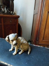 Important Bronze Polychrome De Vienne Chiot Labrador Signé GESCHUTZT TAMPON 19èm