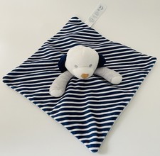 6138?EXCELLENT ÉTAT Doudou plat Mouchoir Obaibi Okaidi Chien Bleu Blanc Gris