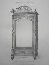 Armoire à Glace à Colonnes GRAVURE le MAGASIN de MEUBLES Victor QUETIN XIXéme