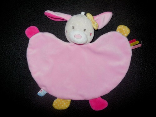 Doudou plat lapin chien rose - plat,