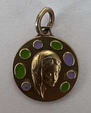 Medaille religieuse « Sainte Vierge » - plaque or emaille