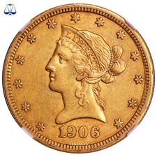 United-States Gold 10 Dollars - 1906 D Denver - Fenns treasure chest - NGC AU 55