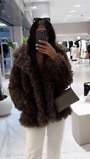 Zara Marron Chocolat Fausse Fourrure Manteau Court Taille M Ref 2969/254/717