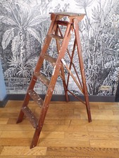 ANCIEN ESCABEAU de PEINTRE-6 MARCHES-VINTAGE BOIS-DESIGN  1900-50