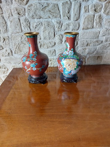 Paire vases cloisonnes - paire, en