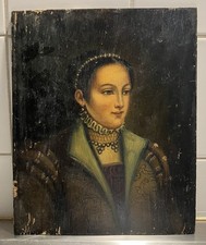 Tableau Peinture Huile Sur Panneau De Bois Portrait XVIIe