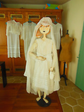 Ancienne robe de communion coton et dentelle et accessoires