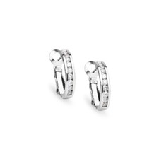 925 Argent Zircone 18mm sans Serrage Fort Channel Set Ovale Demi Boucle Oreilles