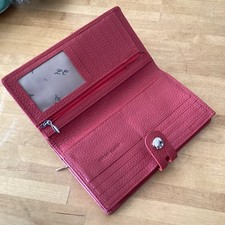 Compagnon Porte Monnaies Cartes Portefeuille Cuir Vachette Grainé Rouge 