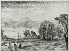 Paysage ADOLPHE BEAUFRERE Gravure EAU FORTE XX°