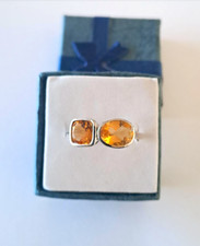Bague citrine argent 925 / or blanc T 56 +