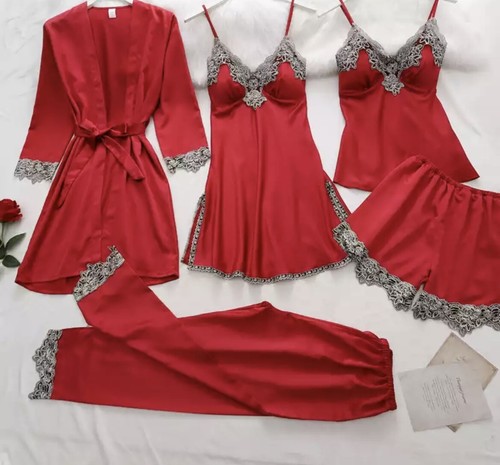 Pyjama satin femme burgundy