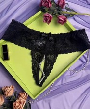 string ouvert sexy noir dentelle transparente perles XXL  / 2XL  femme plaisirs