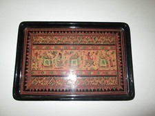 Tres joli plateau + coupe en laque de Birmanie vintage