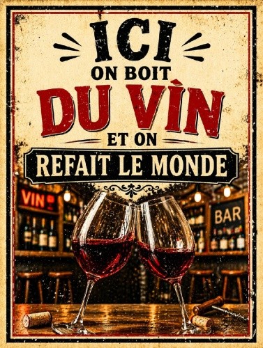Plaque métal humour vin - , «