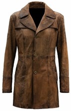 Manteau long homme en cuir de