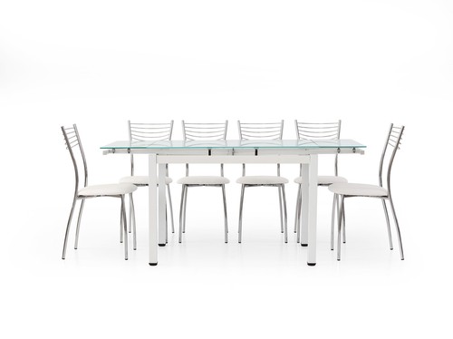 Table extensible verre - extensible, métal