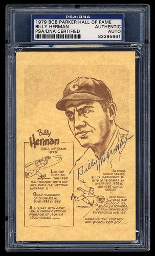 Billy herman signed 1979 bob - herman,