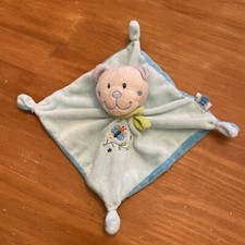 Doudou Tex Baby ours Plat Carre 4 Noeuds Carré Bleu Papillon Écharpe Vert Vichy