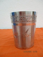 Gobelet timbale argent massif decor oiseau fleurs feuillages frise rinceaux 