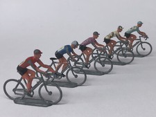 Superbe ancien LOT 5 CYCLISTES VELOS en PLOMB ou ALU de QUIRALU ? Tour de France